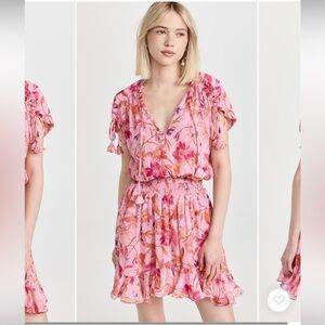 MISA Dominique Mini Floral Flounce Dress